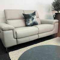 Marley 3+2 Power Recliner Lounge suite with adjustable headrests in Atollo Grey Leather