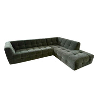 Forest GReen sectional sofa on a white background