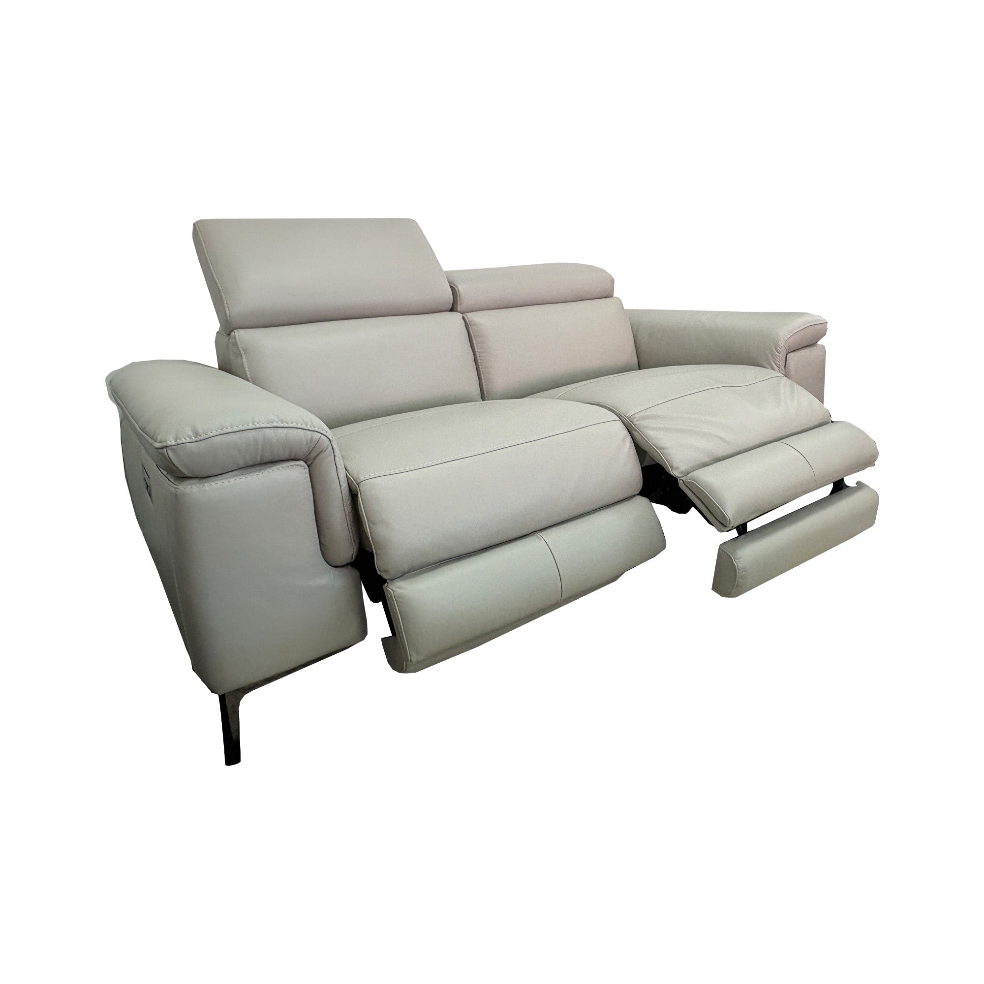 Marley 3+2 Power Recliner Lounge suite with adjustable headrests in Atollo Grey Leather