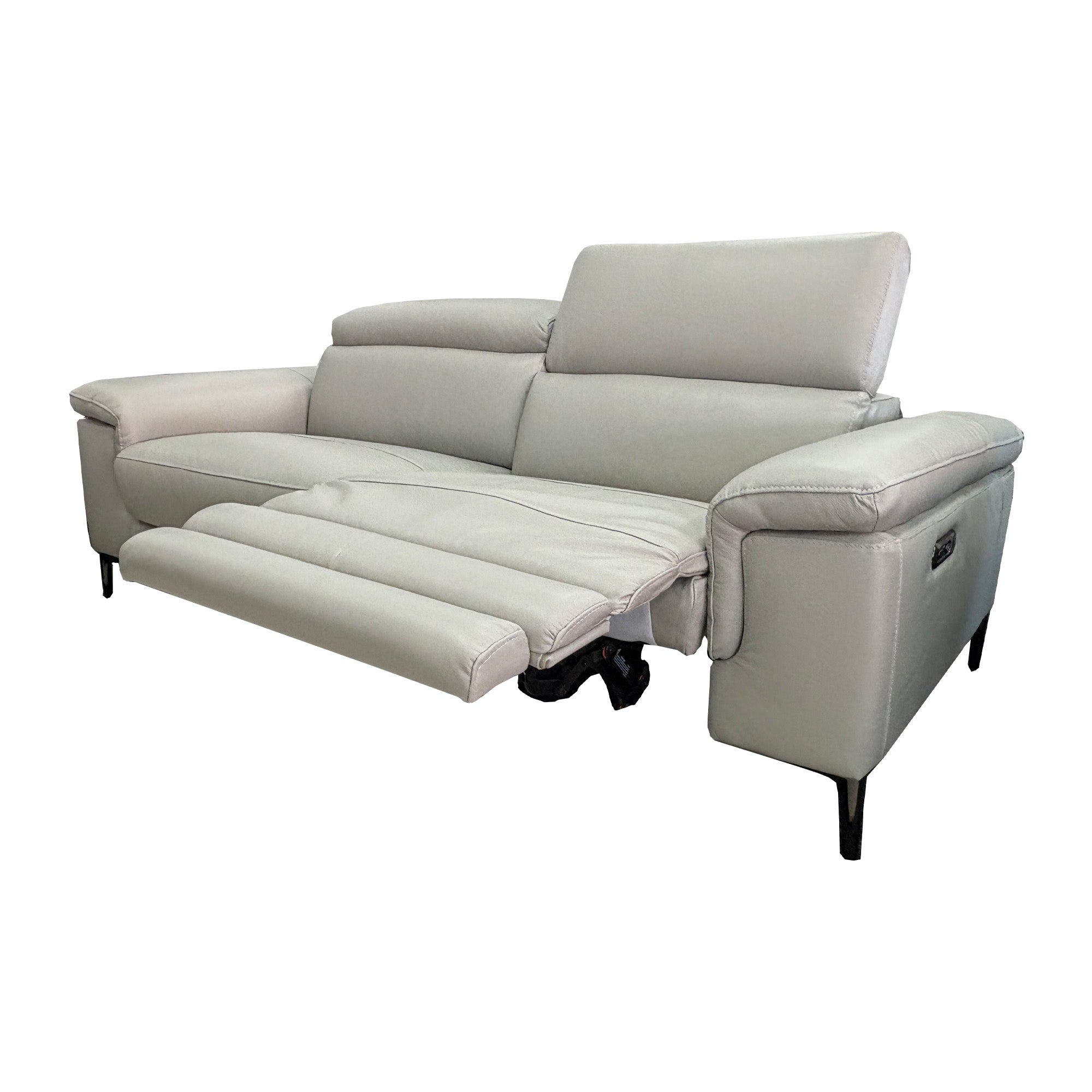 Marley 3+2 Power Recliner Lounge suite with adjustable headrests in Atollo Grey Leather