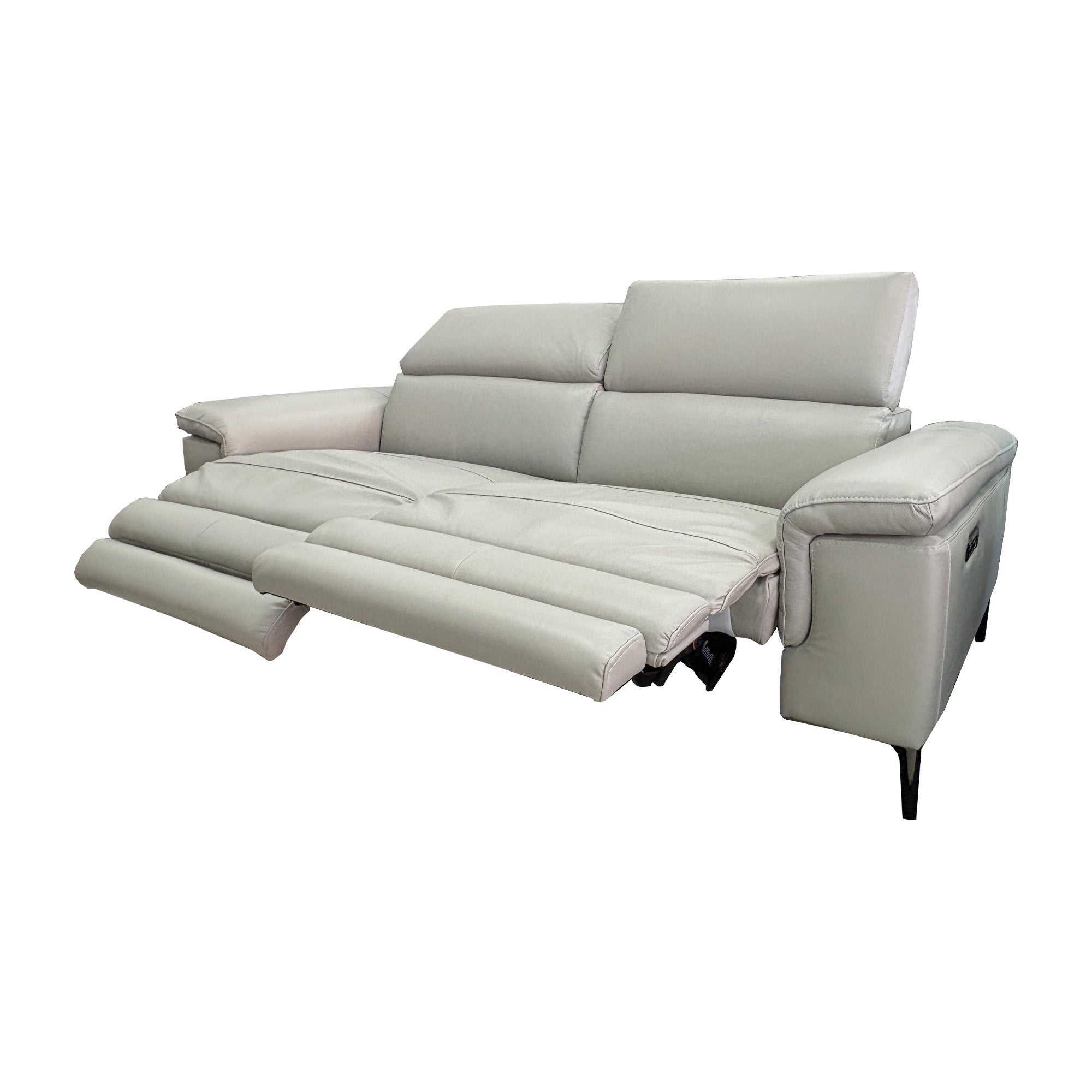 Marley 3+2 Power Recliner Lounge suite with adjustable headrests in Atollo Grey Leather