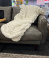 Faux Fur Ribbed Throw - Ivory