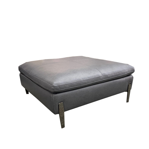 Charcoal grey 2024 leather ottoman