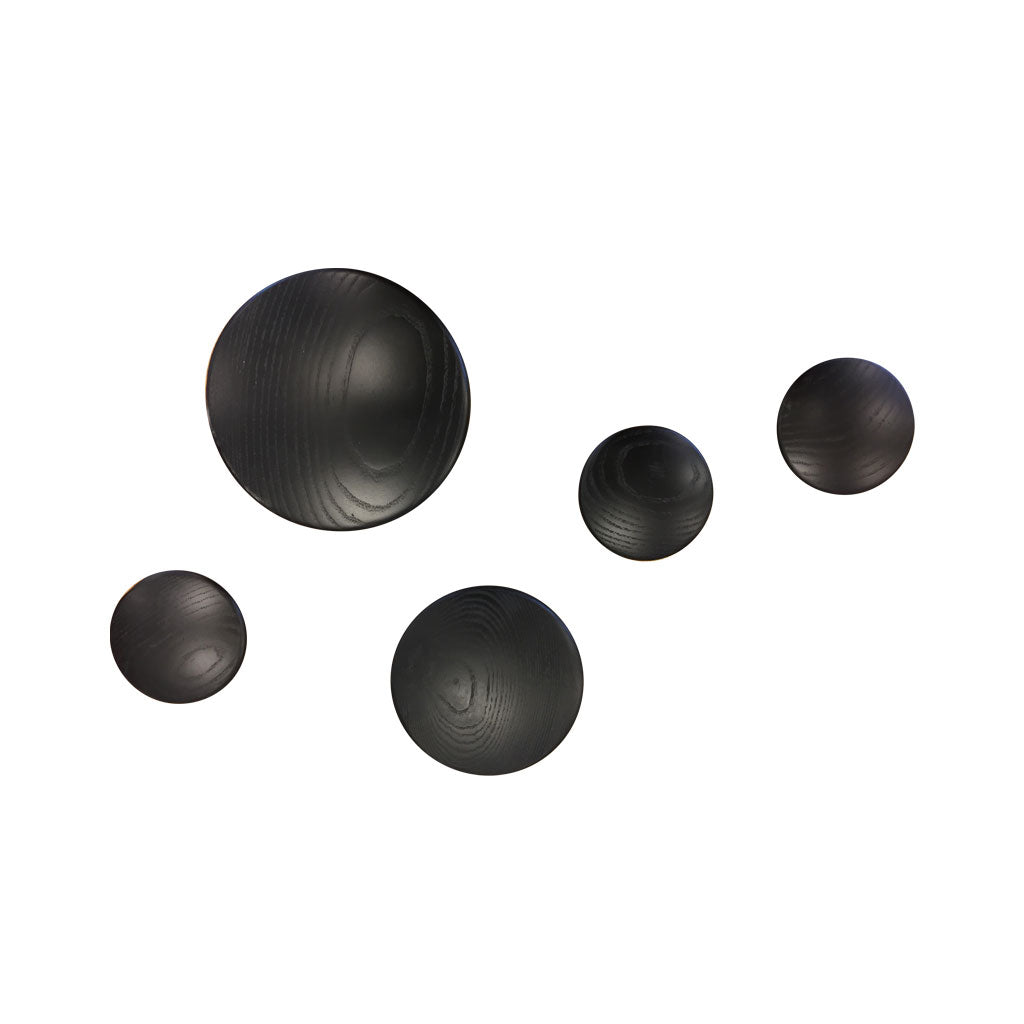 Mushroom Hooks Set Of Black Wooden Wall Hooks FURNISH