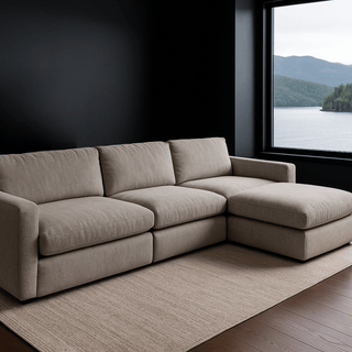 Sectional lounge suite with a view of a lake