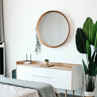 Scandinavian style room with a oak mirror