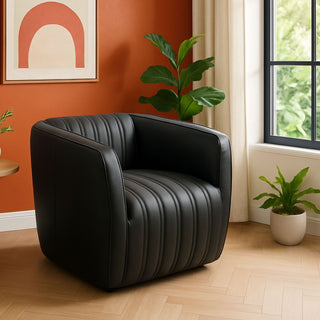 Black leather swivel chair