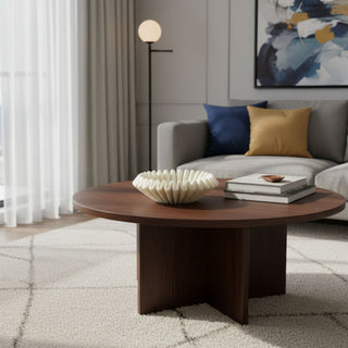 A ripple ceramic bowl on a brown coffee table