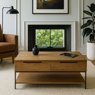 coffee table in oak with two drawers