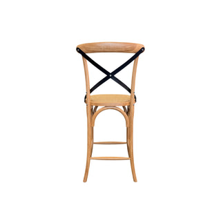 Hampton Cross Back Counter Stool - Natural with Black Metal Back