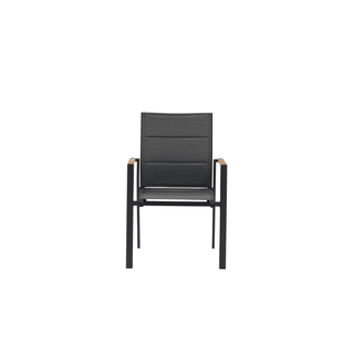 Como Outdoor Padded Dining Chair Aluminium with Teak Insert - Charcoal