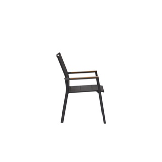 Como Outdoor Padded Dining Chair Aluminium with Teak Insert - Charcoal