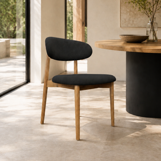Ollo Oak Dining Chair - Almost Black Fabric