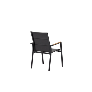 Como Outdoor Padded Dining Chair Aluminium with Teak Insert - Charcoal