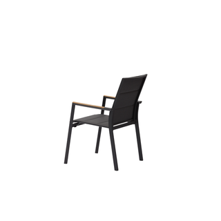Como Outdoor Padded Dining Chair Aluminium with Teak Insert - Charcoal