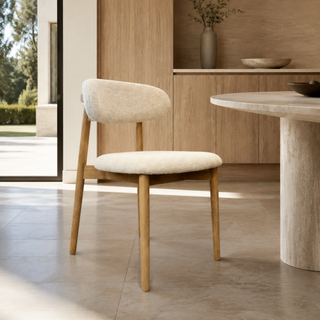 Ollo Oak Dining Chair Cobble - Solid Oak Lacquered - Cobble Fabric - Arrives Assembled