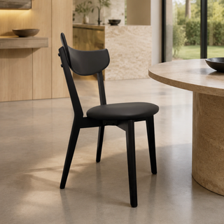 Pisa Dining Chair - Black Frame/Black PU Seat Pad
