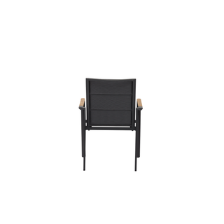 Como Outdoor Padded Dining Chair Aluminium with Teak Insert - Charcoal