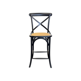 Hampton Cross Back Counter Stool - Black with Black Metal Back