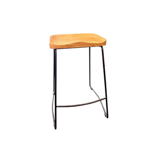 Tasman Counter Stool - Black Metal Frame - Oak Timber Seat Natural