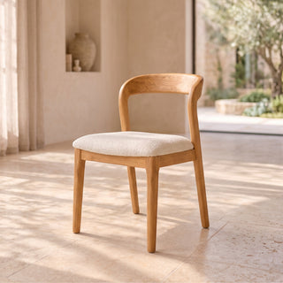 Solo Oak Dining Chair Cobble - Solid Oak Lacquered - Cobble Fabric