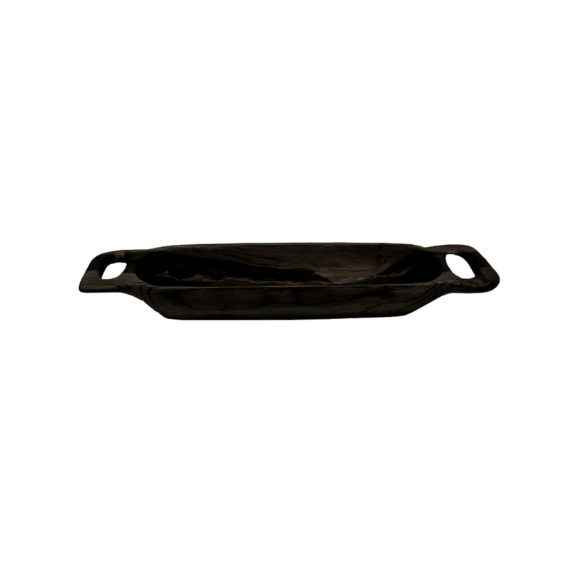 Teak Oval Tray - Black