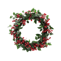 Berry Leaf Wreath - Red/Green