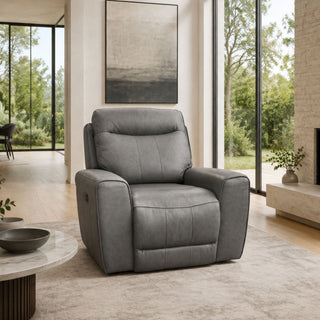 Denburn Power Recliner with Power Headrest & Power Lumbar - Urban Sofa - Rangers Gravel Leather