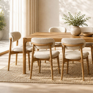 Ollo Oak Dining Chair Cobble - Solid Oak Lacquered - Cobble Fabric - Arrives Assembled
