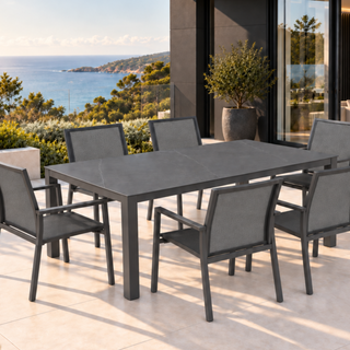 Atlas Outdoor Table 180x100cm - Sintered Stone Top - Charcoal