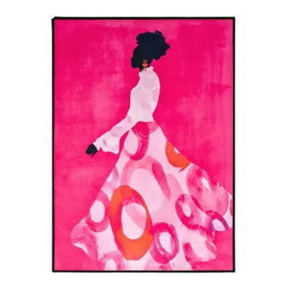 Wall Art - Fuchsia Woman - Canvas w Black Timber Frame - 140x100cm