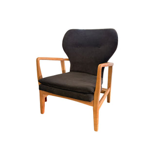 Pacific Oak Occasional Chair - Almost Black Fabric - Solid Oak Frame Natural