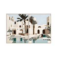 Wall Art Set 2 - Tangier - Canvas w Whitewash Timber Frame 60x80cm