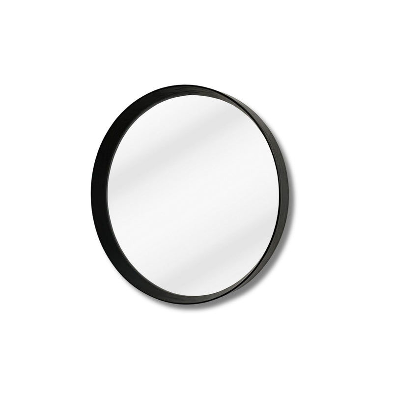 Black Oak Round Mirror