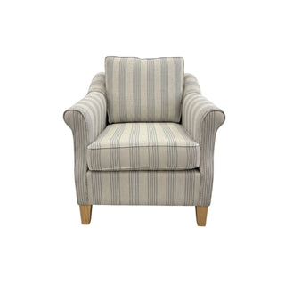 Flora Armchair - NZ Made - Easy Seat Foam (14L) - Fine Backs (Fibre Fill)  - Natural Legs - Arlyn Sky Fabric (Grade Yellow)