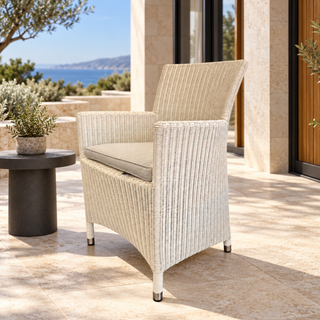 Cayman Outdoor Dining Chair - Whitewash Loom Rehau German Wicker