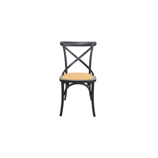 Hampton Dining Chair Black Oak with Black Metal Cross Back - Black Stained Oak
