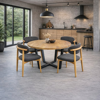 Ollo Oak Dining Chair - Almost Black Fabric