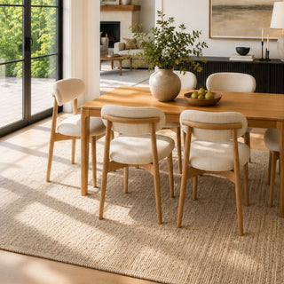 Ollo Oak Dining Chair Natural - Solid Oak Lacquered - Natural Fabric - Arrives Assembled