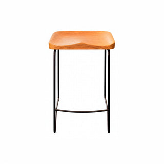 Tasman Counter Stool - Black Metal Frame - Oak Timber Seat Natural