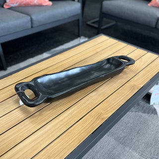 Teak Oval Tray - Black