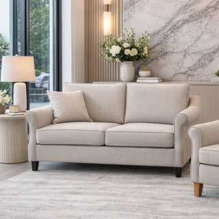 Flora 2 Seater Sofa - NZ Made - Saba Ecru Fabric