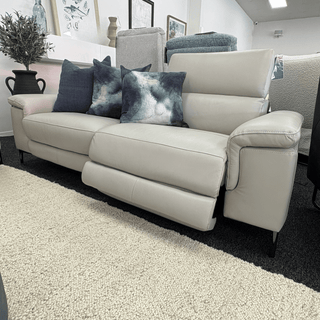 Marley 3+2 Power Recliner Lounge suite with adjustable headrests in Atollo Grey Leather