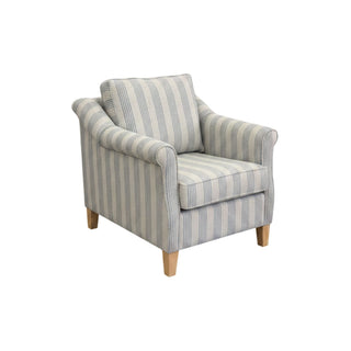 Flora Armchair - NZ Made - Easy Seat Foam (14L) - Fine Backs (Fibre Fill)  - Natural Legs - Arlyn Sky Fabric (Grade Yellow)