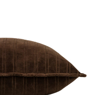 Cushion - Stria Cotton Velvet With Feather Inner - Chocolate