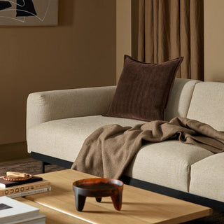 Cushion - Stria Cotton Velvet With Feather Inner - Chocolate