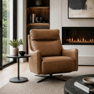 Mikado Leather Swivel Chair - Urban Sofa - RWB Brown Leather