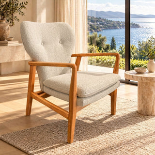Pacific Oak Occasional Chair - Cobble Fabric - Solid Oak Frame Natural