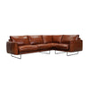 Brown leather sectional sofa on a white background