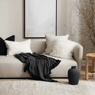 Cushion - Meru Tibetan Lamb With Feather Inner - Natural White